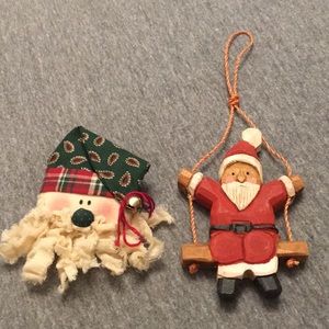 Set of 2 Santa Christmas Ornaments Handmade